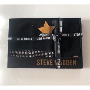 STEVE Madden Crystal Embellished Black Beanie With gloves